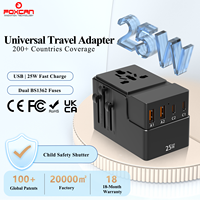 Adaptateur de voyage Foxcan 25W PD double USB, chargeur multi-prises international, adaptateur de voyage UK vers Afrique du Sud pour iPhone avec USB