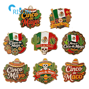 Imán para Refrigerador, Pin de Solapa, Broche y Pin Esmaltado Personalizados con Diseño de Calavera Mexicana y Bandera de México para Fiesta del Cinco de Mayo - Product Image 2