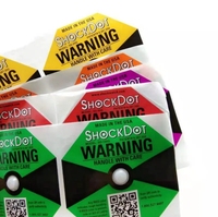 Étiquette adhésive indicatrice d'impact ShockDot III, rouge irréversible, avec QR code de suivi pour la détection de maniement inadéquat et la logistique