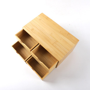 Cajas de almacenamiento de bambú, organizadores de cajones para escritorio, gabinetes de almacenamiento de oficina de madera con cajones de varias capas, cajas organizadoras - Product Image 2