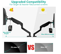 Bras de Support pour Moniteur à Ressort à Gaz Réglable en Hauteur, Fixation de Bureau pour Écran de 13" à 32", Support pour Moniteur en Stock