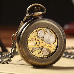 <span class=keywords><strong>Montre</strong></span> de poche mécanique rétro en bronze à remontage manuel <span class=keywords><strong>pour</strong></span> homme, avec chaîne FOB, chiffres romains, en acier lisse, unisexe <span class=keywords><strong>pour</strong></span> <span class=keywords><strong>femme</strong></span> - Product Image 2