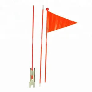 批发个性化定制设计自行车安全旗横幅三角自行车旗带杆橙色安全旗