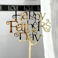 Neuheit Acryl Gold Schwarz Happy Father's Day Super Dad Bester Papa 10cm Tortendekoration