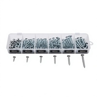 Wood Screws Assortment Kit 152pcs Silver Zinc Plated C1022 Steel Flat Head Phillips Drive 6 Sizes in Storage Box General Purpose