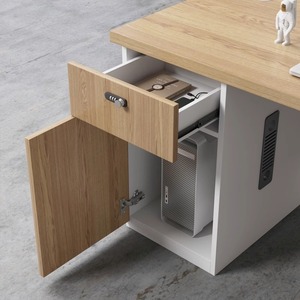 Hochwertiger Weißer Schreibtisch mit Passwortgeschützter Schublade und Aufbewahrungsschrank, Geräumige Büro-Arbeitsstation - Product Image 5