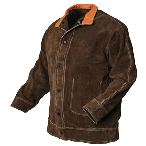 Brown Suede <b>Fire</b> Proof Work Jacket Regular Fit with Respirator Pack Heat <b>Resistant</b> up 500C JNA GROUP for Factory Workshop Use - Product Image 1