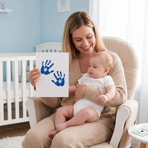 Kit de souvenirs de empreintes de pieds de nouveau-né, empreintes de pattes, cartes de jalons de développement pour bébé, kit d'impression sans encre, souvenir de famille, écologique, haute qualité - Product Image 6