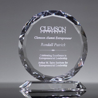 Plaque de récompense ronde en cristal personnalisée pour la reconnaissance des employés et les anniversaires d'entreprise