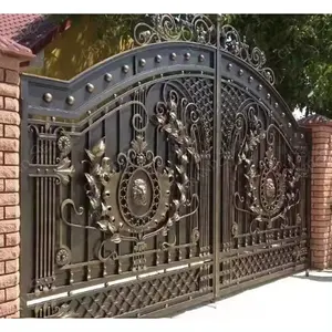 Avrupa Manor açık büyük lüks çift kapı demir kapıları ferforje ana kapı tasarımlar