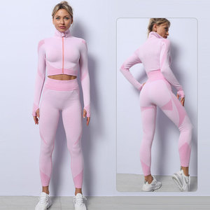 Conjuntos Deportivos de 3 Piezas <span class=keywords><strong>para</strong></span> Mujer al por Mayor: Leggings de Cintura Alta, Top Corto y Camiseta de Manga Larga <span class=keywords><strong>para</strong></span> <span class=keywords><strong>Gimnasio</strong></span> - Product Image 4