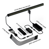 Kit d'éclairage mural complet pour panneaux à lattes, 4x2,4M, bandes LED 24V 11W/M CRI90 IP20 avec contrôleur RF et driver pour éclairage d'étagères murales