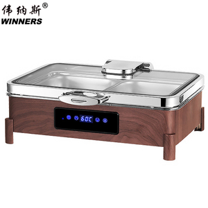 WINNERS Luxueux Bois Couleur Acier Inoxydable 304 Écran Tactile Hydraulique Chauffe-Plats 9L Bain <span class=keywords><strong>Marie</strong></span> Présentoir Chauffe-Plats - Product Image 1