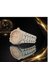 Reloj de Pulsera de Lujo para Hombre, Estilo Hip Hop, con Movimiento Automático, Chapado en Oro Rosa de Dos Tonos y Diamantes VVS