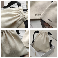 Emballage en Coton Vente en Gros Personnalisé avec Logo pour Bijoux, Cosmétiques, Boucles d'Oreilles et Téléphones, Pochette en Coton avec Bande Nervurée
