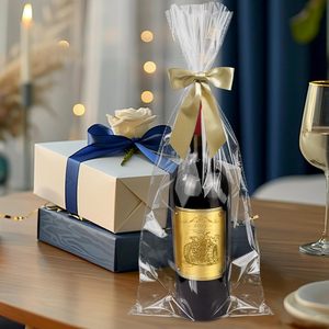 Cellophane Gift Bags 6x18 Inch Clear Wine Bottle <b>Wrap</b> With Twist Ties For Party Favors - Product Image 6