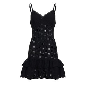 Vestido de mujer de moda con encaje de malla, diseño de volantes escalonados y diseño calado de pastel para verano - Product Image 2