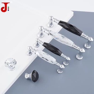 Zinc Alloy <strong>Crystal</strong> Cabinet Handles &amp; <strong>Knobs</strong> Clear <strong>Black</strong> Silver Pulls 96/126/30mm for Kitchen Bathroom Furniture <strong>Drawer</strong> Wardrobe - Product Image 1