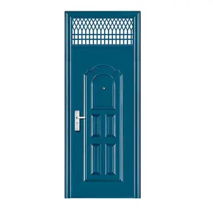 Internal Arabic Style Security Door Cheap Apartment Double Entry Panel Security Doors With Transom