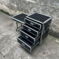 Station de travail mobile sur roulettes avec tiroirs de rangement et table latérale escamotable pour la production en studio