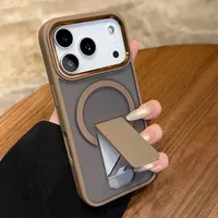 Coque de téléphone pliable magnétique antichoc en acrylique mat compatible avec iPhone 17 Air 17 16 Pro Max 15 14 Plus 13 12 11