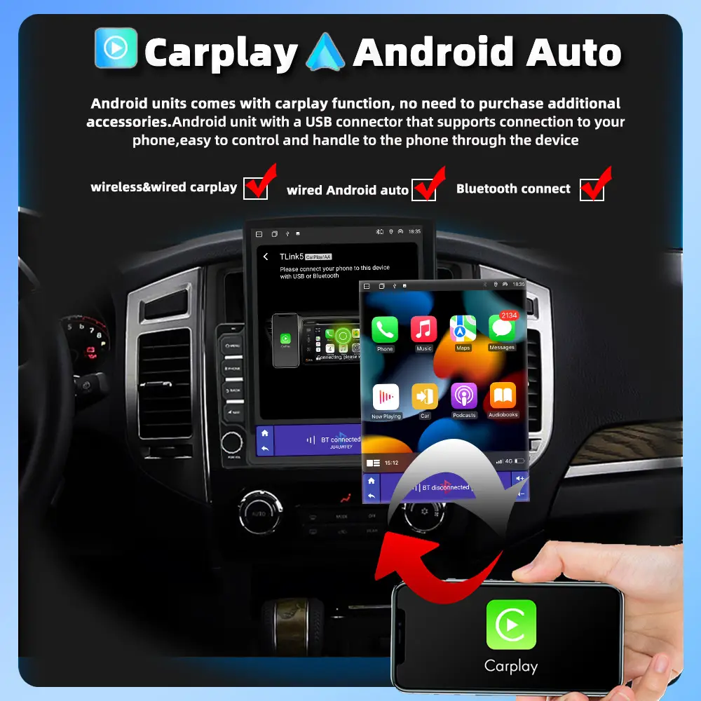 Rádio multimídia, rádio multimídia vertical para navegação gps, tela touch de 9.7 "2.5d, som estéreo, android, dvd player, carro