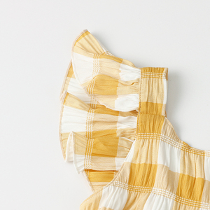 Robe d'été pour bébé fille en coton froissé à imprimé écossais, manches à volants, collection été - Product Image 5