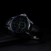 Montre-bracelet en cuir noir de marque privée, originale, avec mouvement mécanique automatique à heures sautantes, pour hommes SM1002