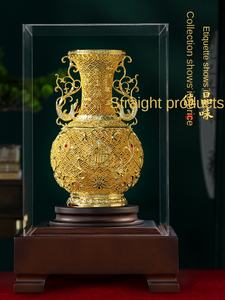 Vaso Feng Shui in Ottone Placcato Oro, Artigianato Intangibile del Patrimonio Culturale, Ornamento per Soggiorno e Ufficio - Product Image 2