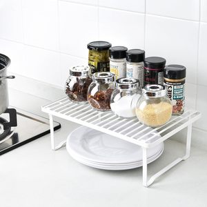 Estantes de almacenamiento de cocina de metal sostenible apilables de doble nivel tipo de pie moderno básico platos 12,5 "L X 8" D X 4,5 "H blanco - Product Image 2