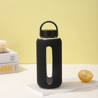 Nouvelle bouteille d'eau en verre réutilisable, design moderne, double couvercle, portable, pour l'extérieur