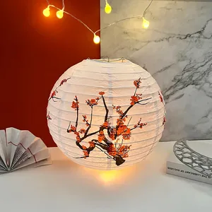 פריחת נייר עגול פנס מנורת גוון יפני סיני אור בסגנון מזרחי מסעדה חתונה מתנות עיצוב הבית