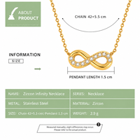 Collier pendentif infini plaqué or 14 carats avec zircon cubique rond, chaîne maille forçat, style minimaliste, unisexe, pour usage quotidien