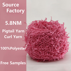 Hilo de poliéster 100% de 5.8NM, tipo <span class=keywords><strong>coleta</strong></span>, rizado, para tejer suéteres, bufandas, gorros, prendas de vestir, materia prima textil - Product Image 1