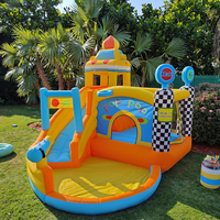 Château gonflable pour enfants sur le thème des voitures, château gonflable blanc, château gonflable avec toboggan