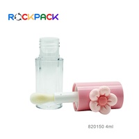 4ml Mini emballage de conteneur de tube de brillant à lèvres de brosse de chapeau de fleur vide clair
