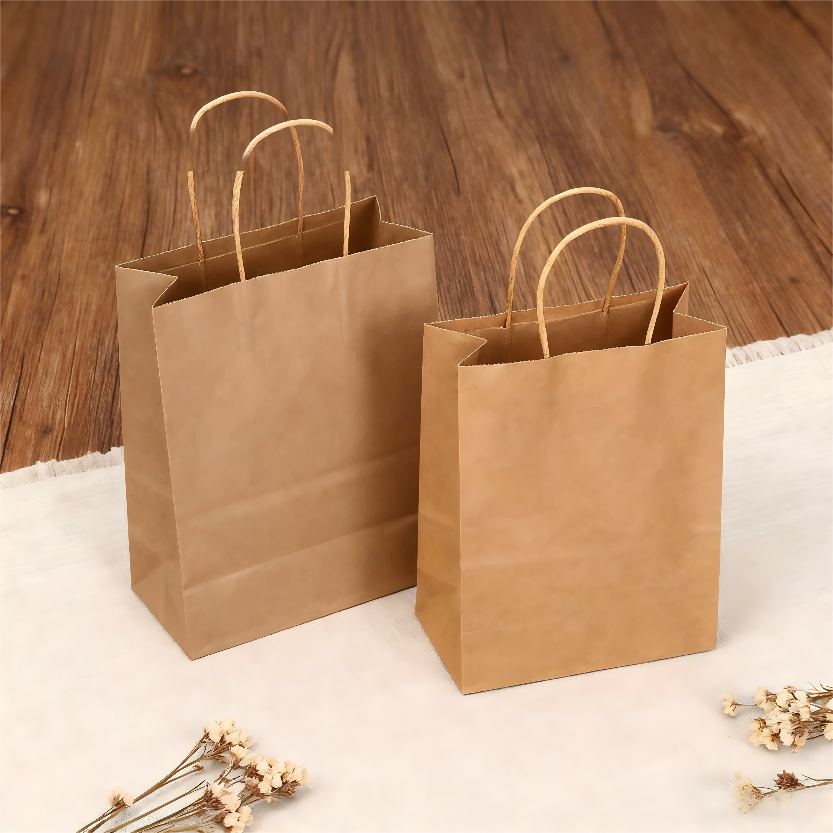 Wholesale Custom Paper Bag Cardboard Paper Box Gift Shopping Bags Packaging Fast Food Takeaway Kraft Paper Bags with Handle