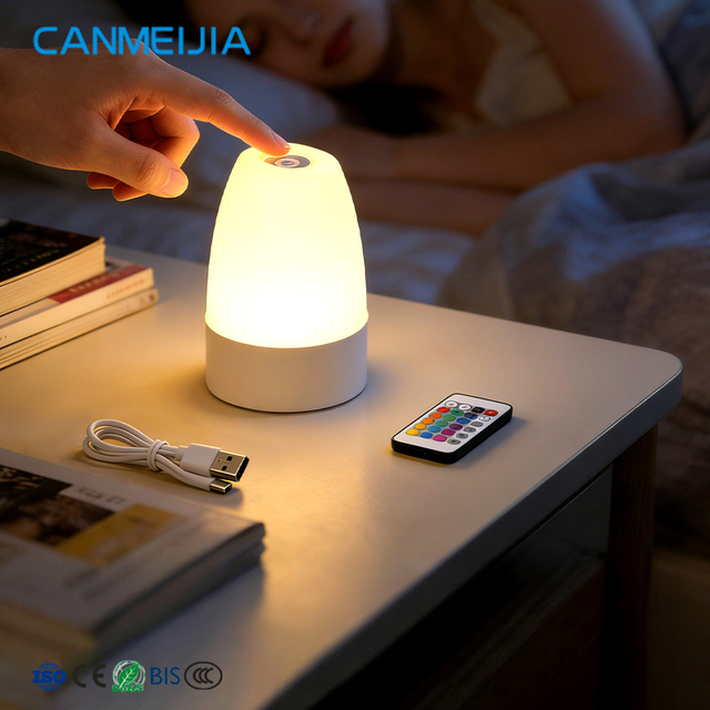 Wholesale Led Decorative Warm White RGB Atmosphere Night Light USB Touch Sensor Dimming Table Lamp for Cafe Restaurant Bar Party