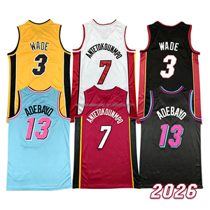 Maillot de basket-ball Giannis Antetokounmpo 7, Bam Adebayo, <span class=keywords><strong>Dwyane</strong></span> <span class=keywords><strong>Wade</strong></span>, style rétro, cousu, pour hommes, tailles S-2XL - Product Image 1