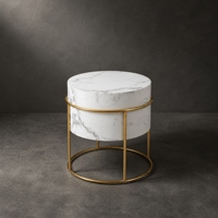 Table d'appoint ronde moderne en marbre artificiel avec pieds dorés pour le salon, vente en gros, personnalisable