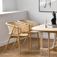 Chaises de salle à manger modernes et luxueuses, noires, en rotin, bois massif de qualité nordique, pour les loisirs et les restaurants