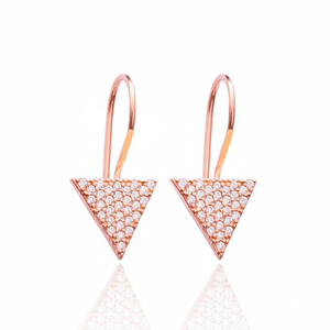 Rose Gold Plated for Women Delicate <b>Triangle</b> Earrings Turkish Wholesale 925 Sterling Silver Jewelry - Product Image 2