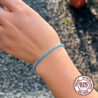 Bracelet tennis ajustable en argent sterling 925 avec fermoir mousqueton et pierre turquoise bleue de 2,5 mm pour accessoires de mariage féminins