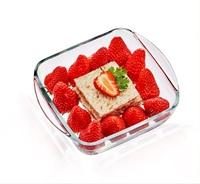 Plaque de verre carrée résistante à la chaleur en borosilicate 1L pour la cuisson des aliments Plaque de cuisson carrée en verre trempé