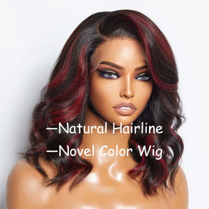 Vente en gros sans colle Highlight couleur rouge dentelle frontale perruque courte ondulée <span class=keywords><strong>Bob</strong></span> 5x5 HD dentelle fermeture perruque dentelle avant perruques de cheveux humains - Product Image 3