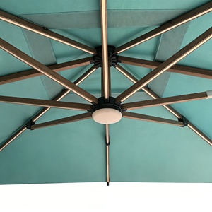<span class=keywords><strong>Grand</strong></span> <span class=keywords><strong>parasol</strong></span> de jardin en aluminium à bras déporté, avec système de poussée interne, revêtement poudré et éclairage LED solaire - Product Image 4