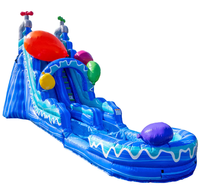 Toboggan aquatique gonflable de carnaval, qualité commerciale, double piste, en PVC, respectueux de l'environnement, avec décorations de balles colorées, pour fêtes d'été