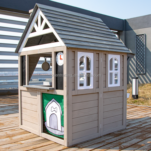 Maisonnette en bois pour enfants avec horloge, porte pour animaux et fenêtre de service - Cabane de jeu extérieure durable pour jardin - Product Image 6