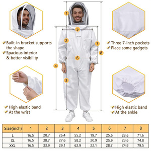 Voile ventilé d'apiculture en coton blanc Vêtements de travail Vêtements de salle blanche jetables antistatiques étanches - Product Image 2