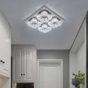 Modern Simple Bedroom Room Square Dimmable LED Crystal Ceiling Light With Remote Control